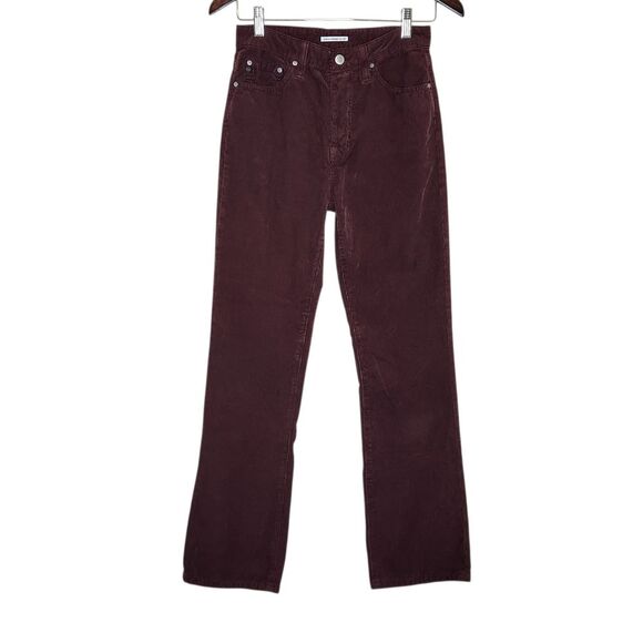 Alexa Chung for AG Jeans Burgundy Corduroy Bootcut Button Fly 5 Pocket Womens 26 - Picture 1 of 10
